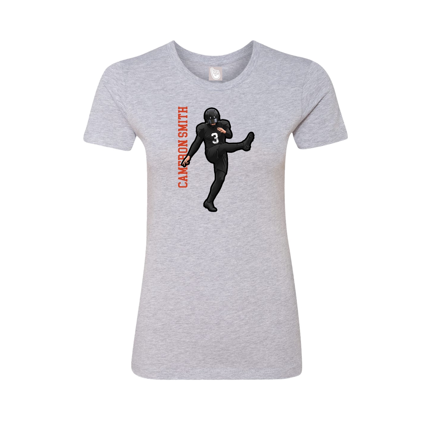 Womens Tee — Name Vertical in Grey
