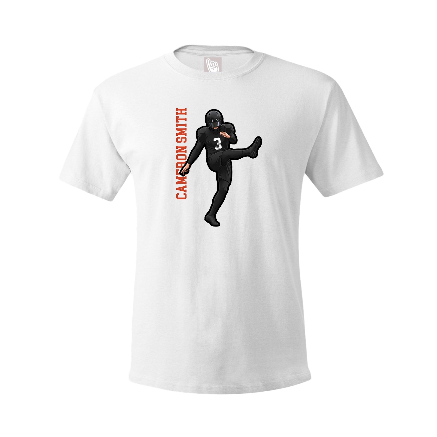 Youth Tee — Name Vertical in White