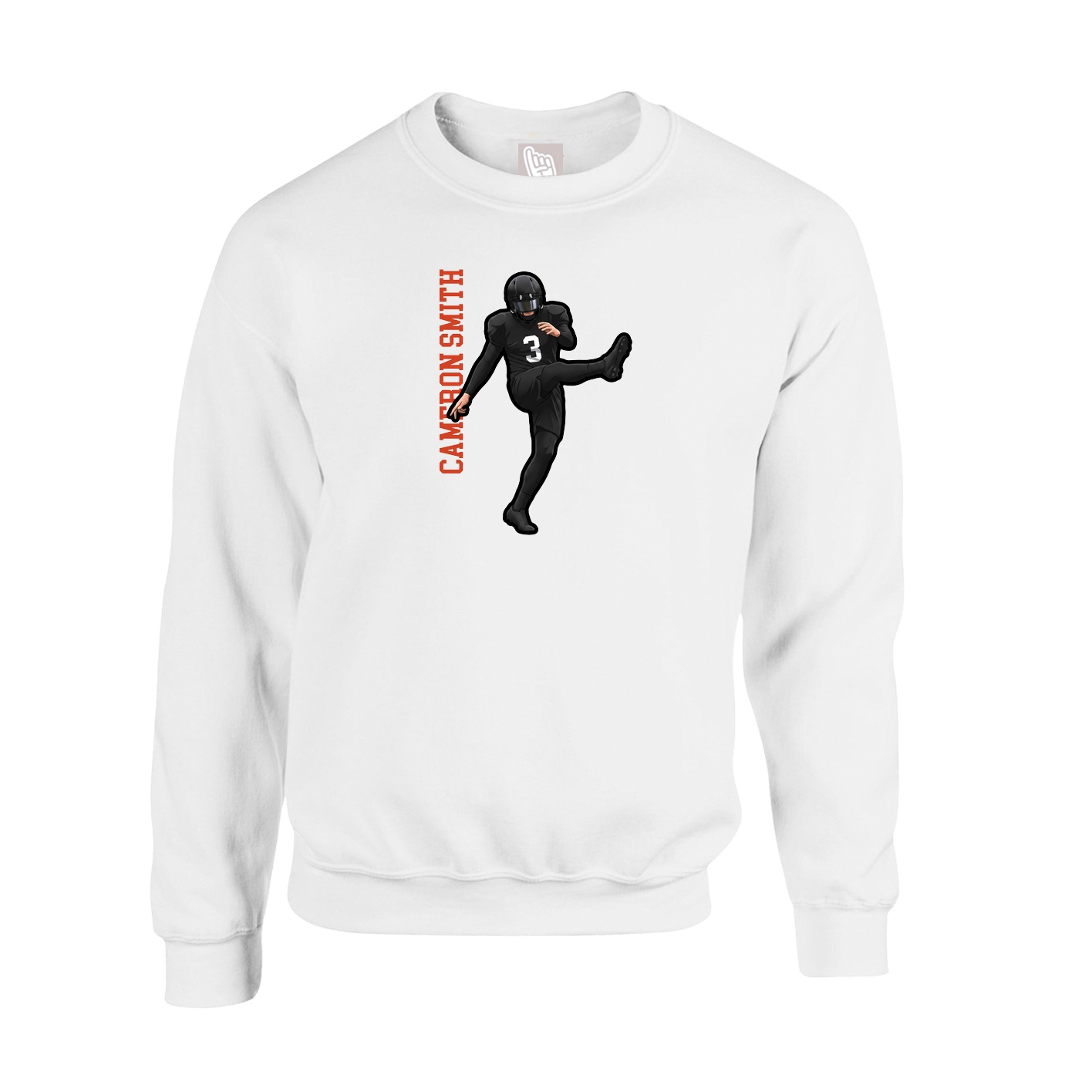 Fleece Crew — Name Vertical in White