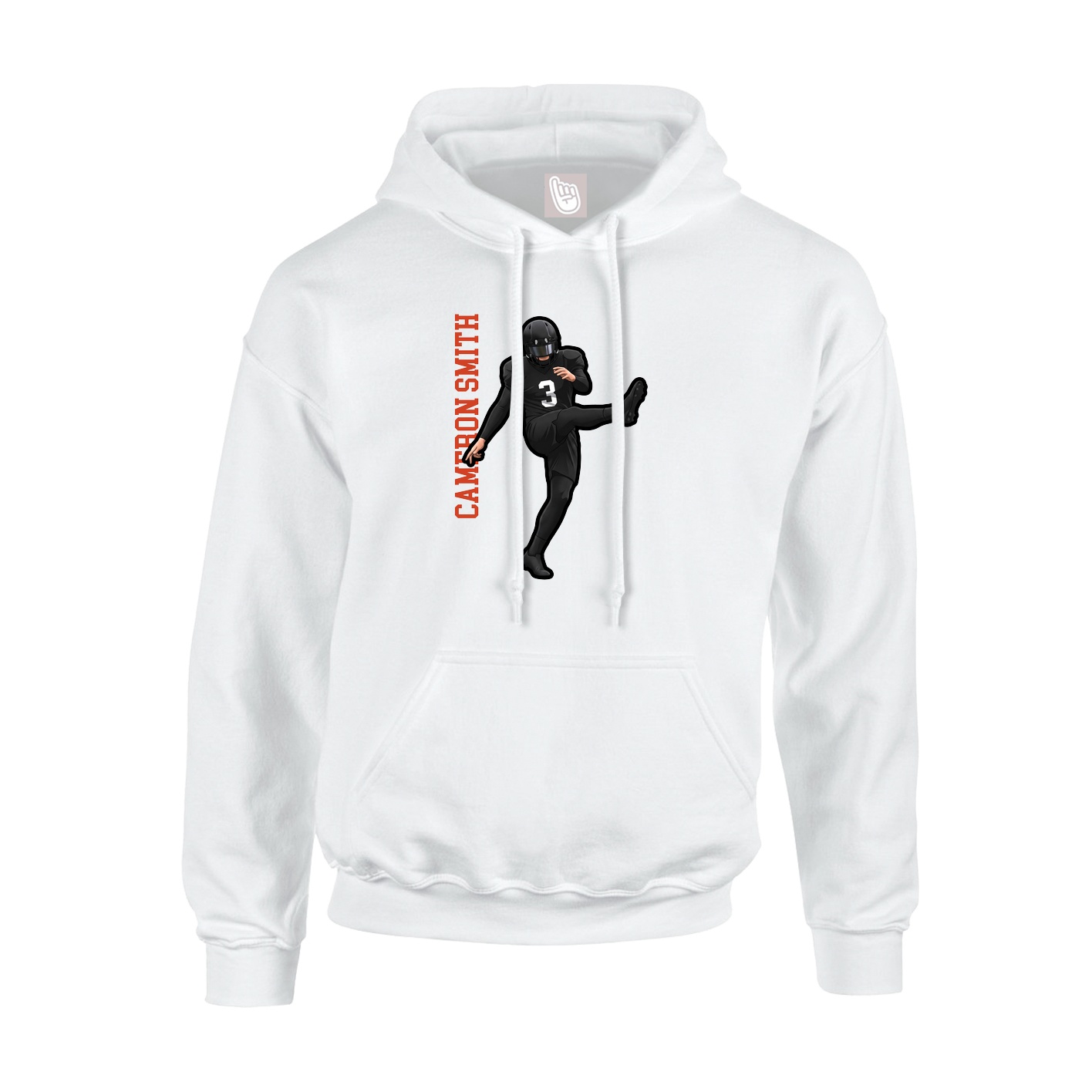 Youth Hoodie — Name Vertical in White