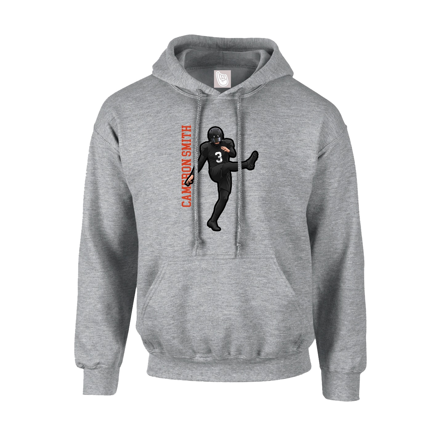 Youth Hoodie — Name Vertical in Grey