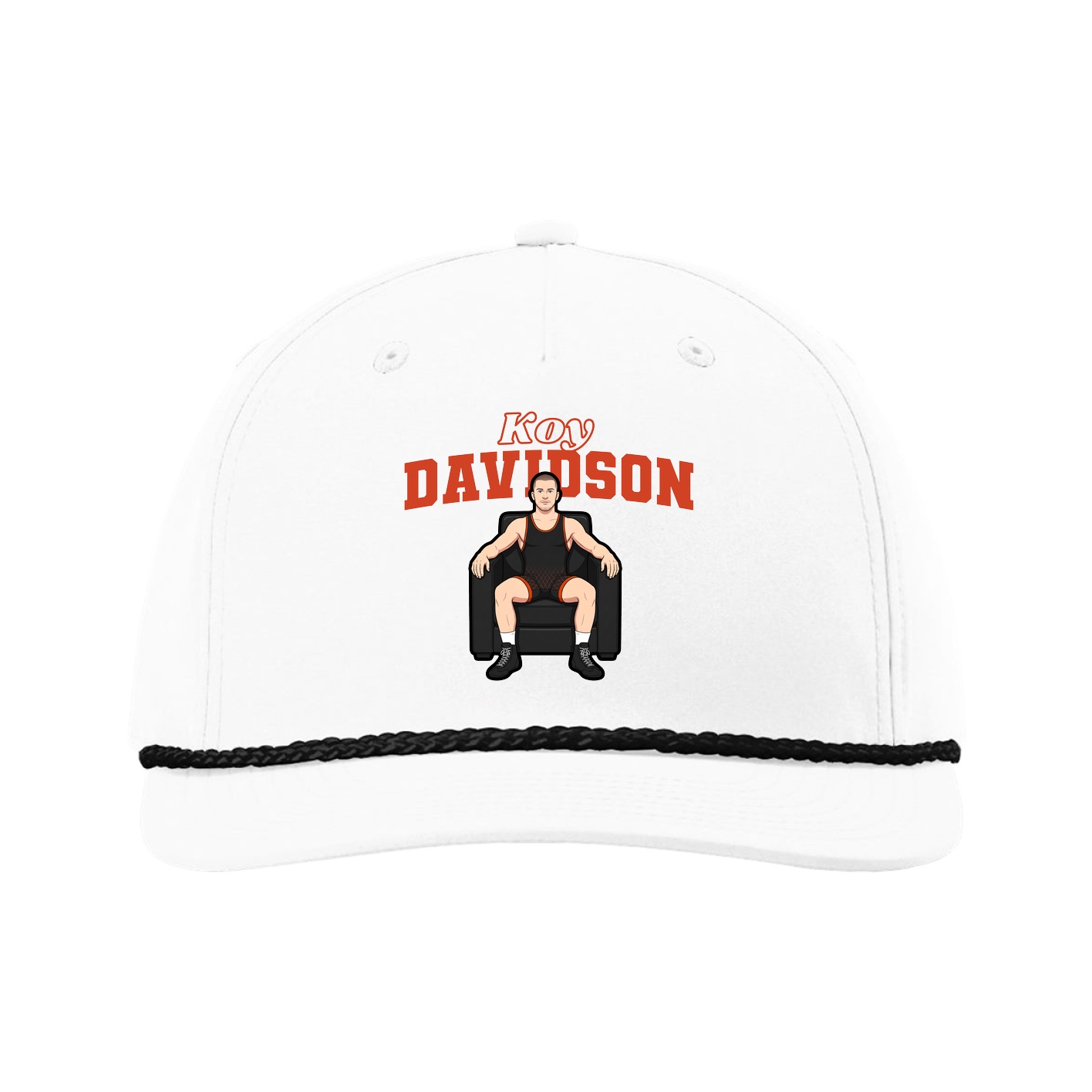 Five-Panel Classic Rope Cap — Name Arch in White