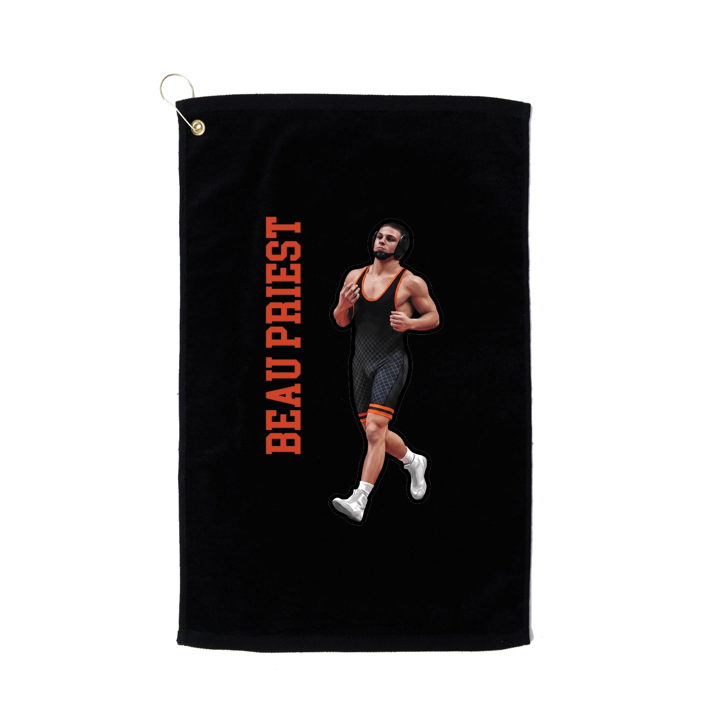 Golf Towel — Name Vertical in Black