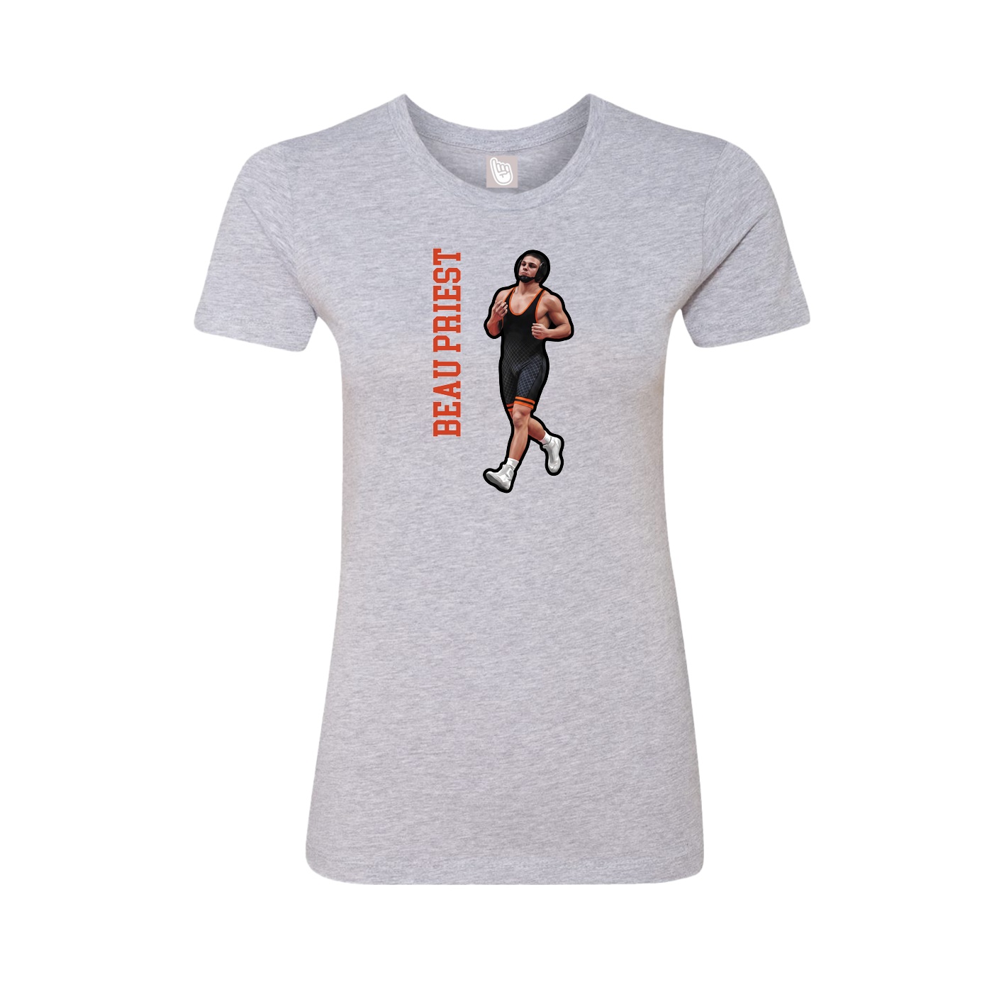 Fitted Women's Tee — Name Vertical in Grey