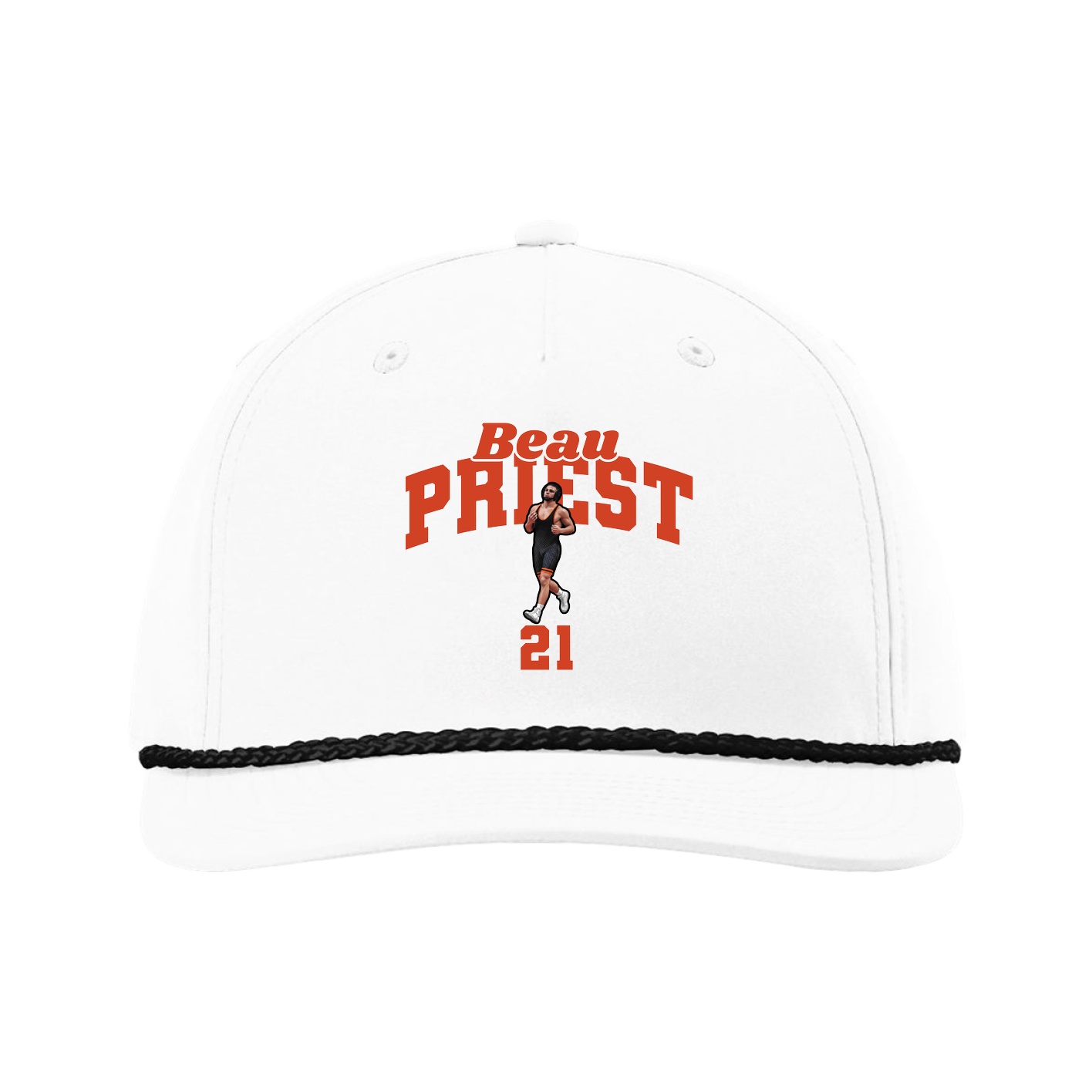 Five-Panel Classic Rope Cap — Signature Arch in White