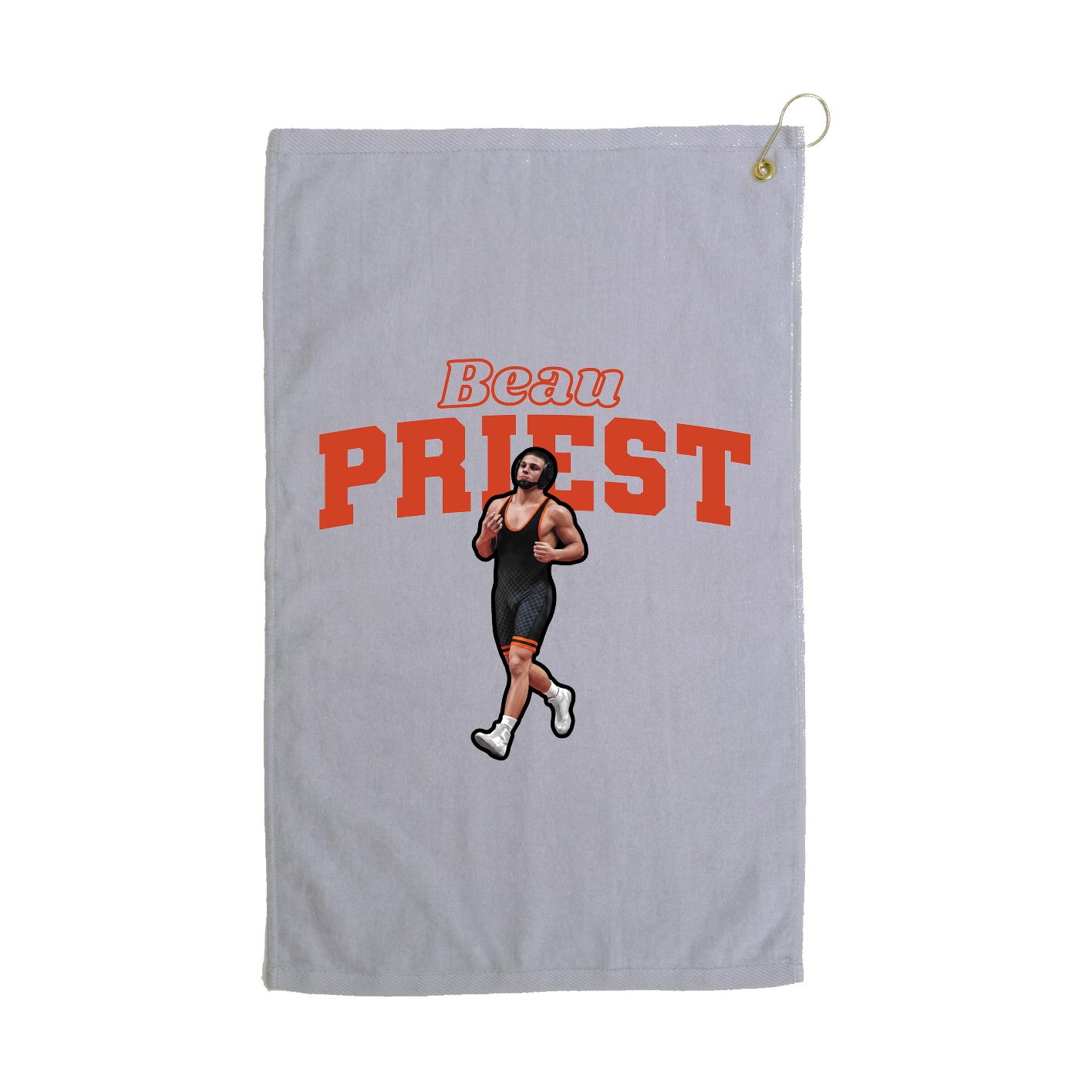 Golf Towel — Name Arch in Grey