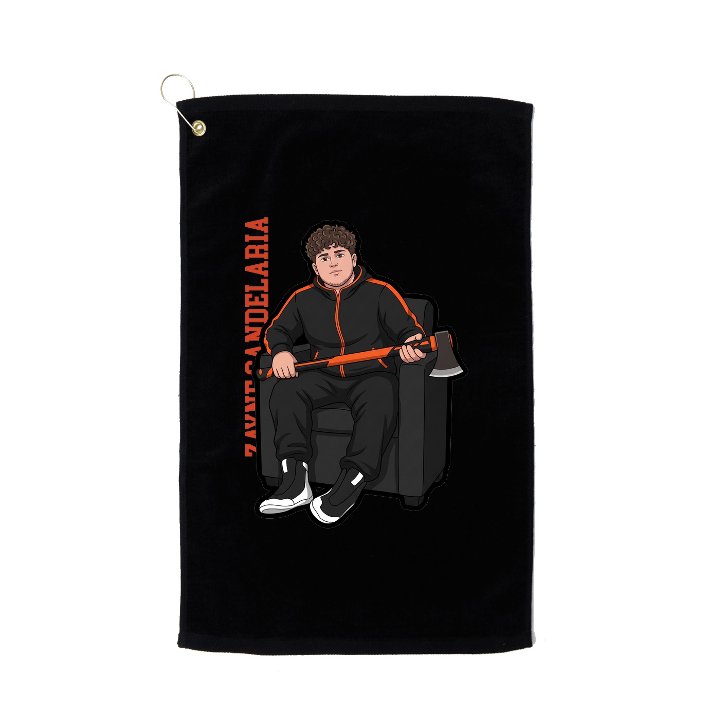 Golf Towel — Name Vertical in Black