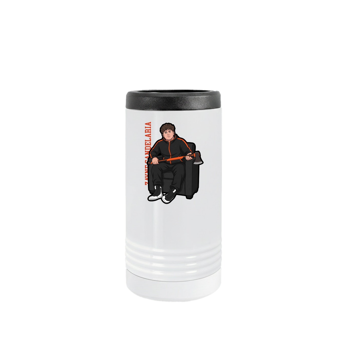 Slim Beverage Holder — Name Vertical in White