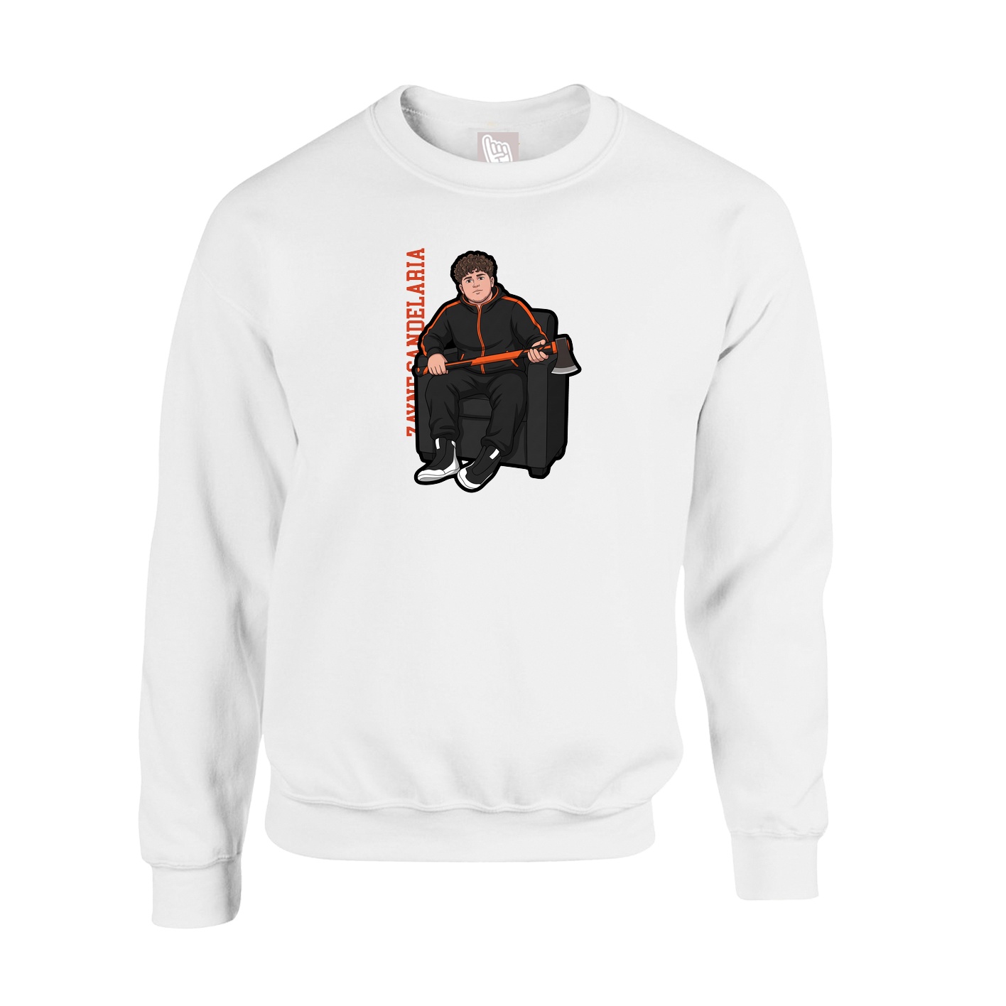 Fleece Crew — Name Vertical in White