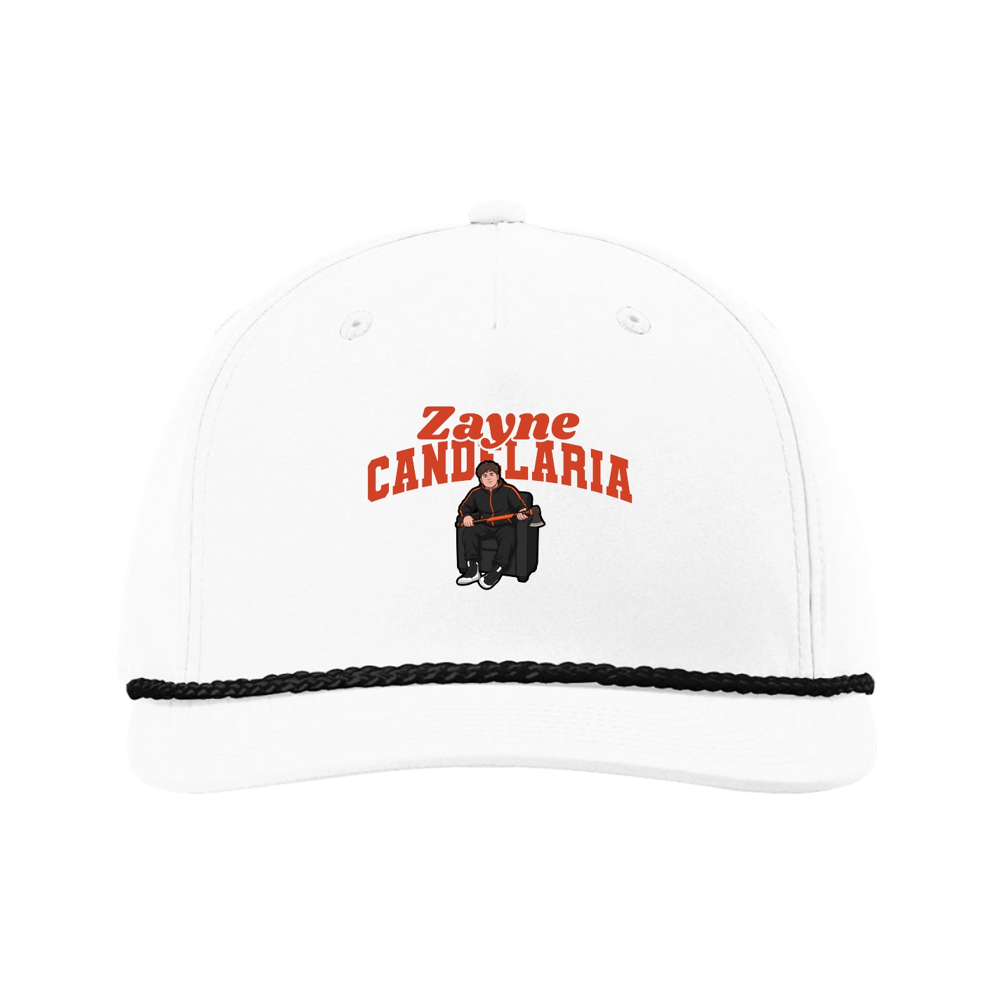 Five-Panel Classic Rope Cap — Signature Arch in White