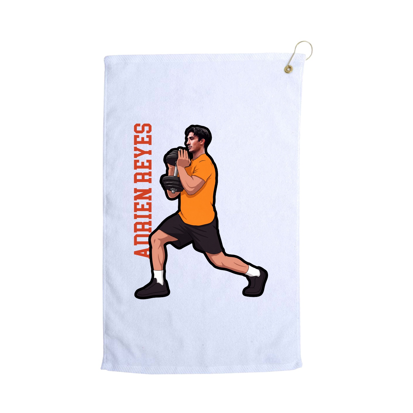 Golf Towel — Name Vertical in White