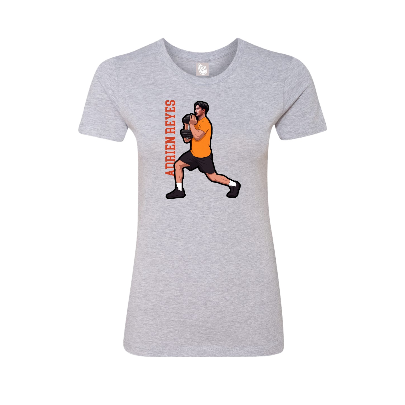 Fitted Women's Tee — Name Vertical in Grey