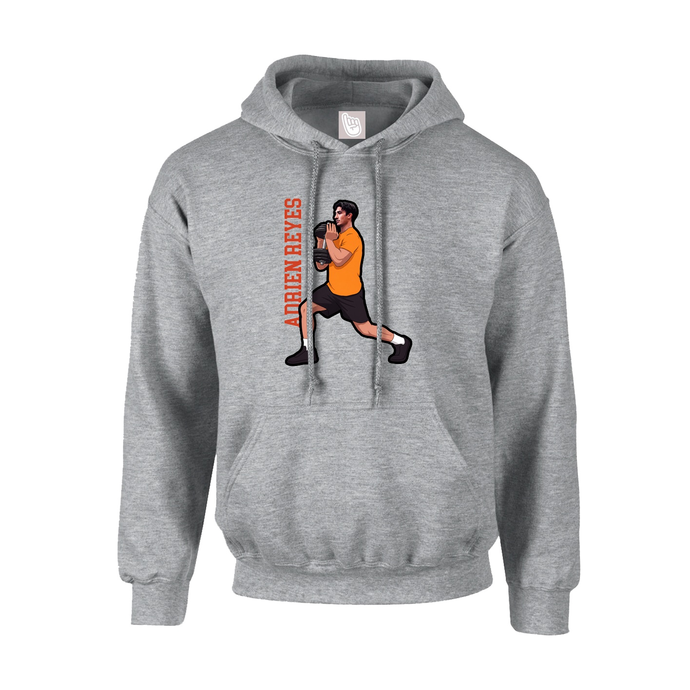 Youth Hoodie — Name Vertical in Grey