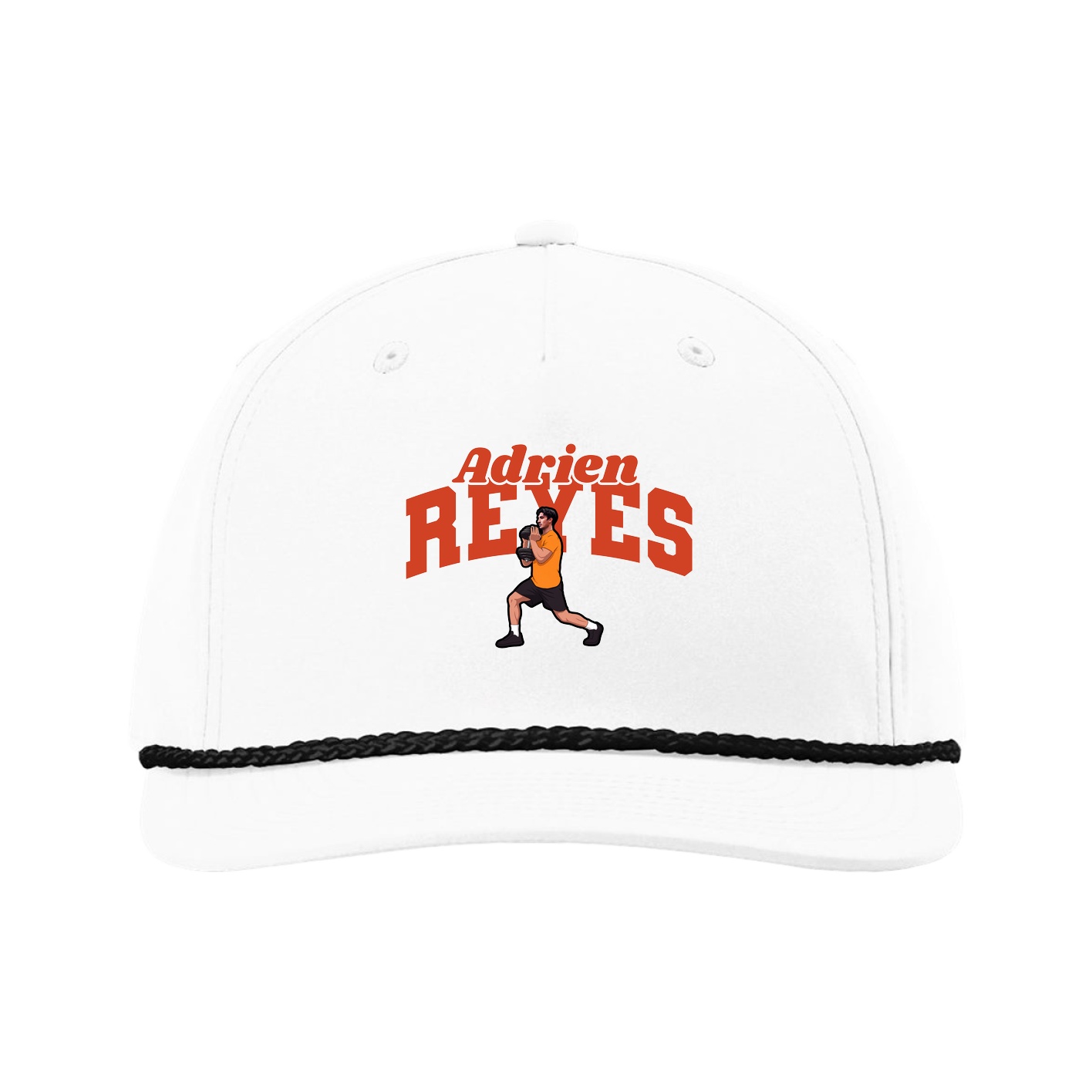 Five-Panel Classic Rope Cap — Signature Arch in White