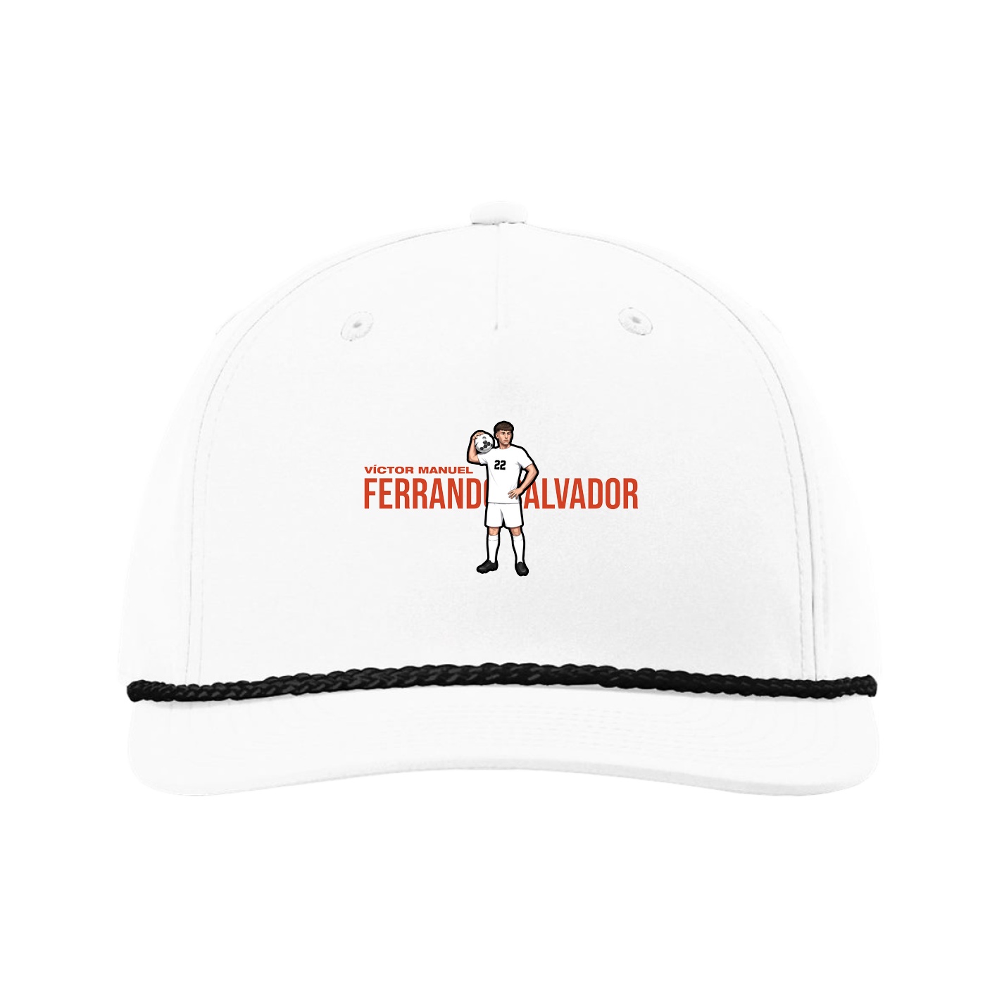 Five-Panel Classic Rope Cap — Player Name in White