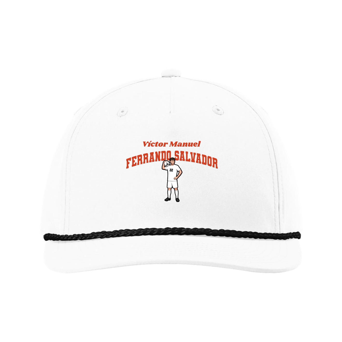 Five-Panel Classic Rope Cap — Signature Arch in White