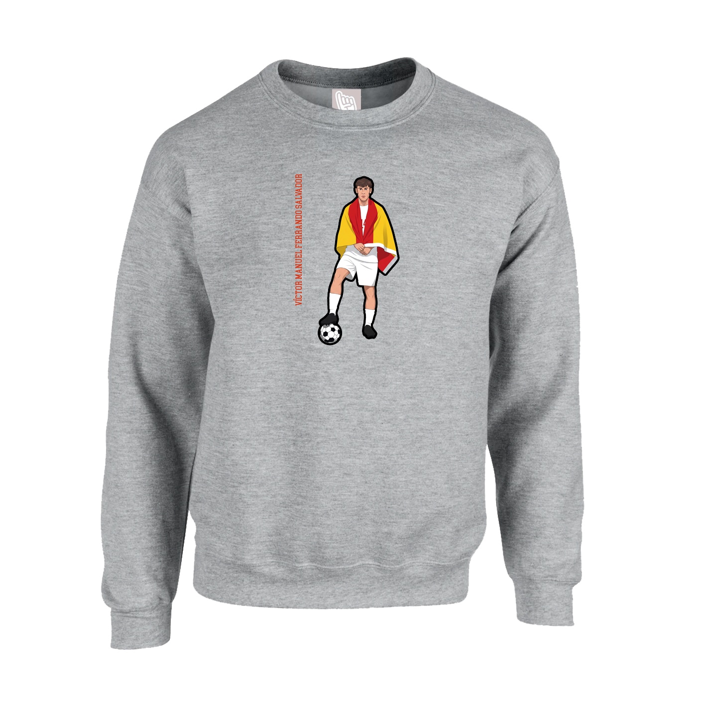 Fleece Crew — Name Vertical in Grey
