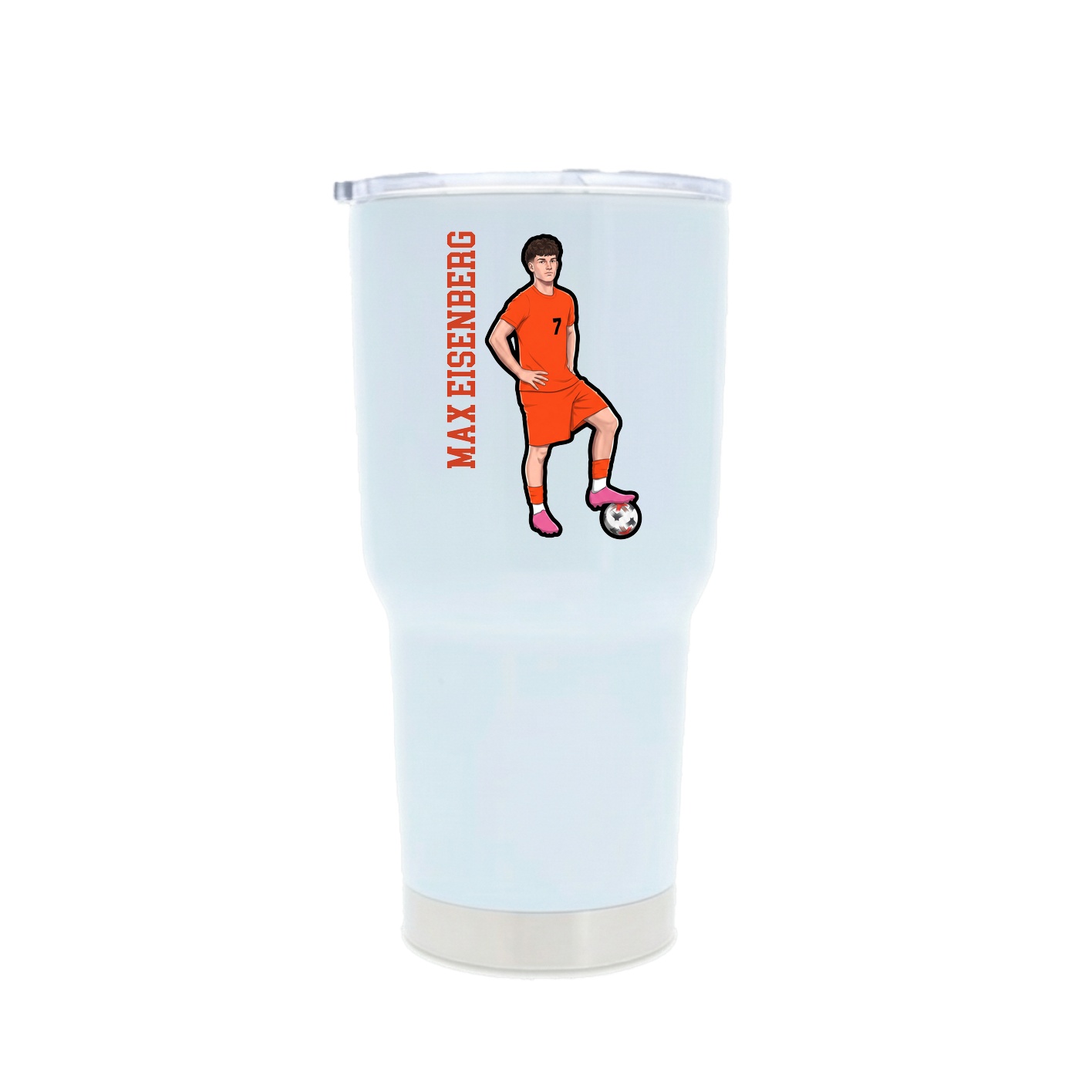 30oz Stainless Steel Tumbler — Name Vertical in White