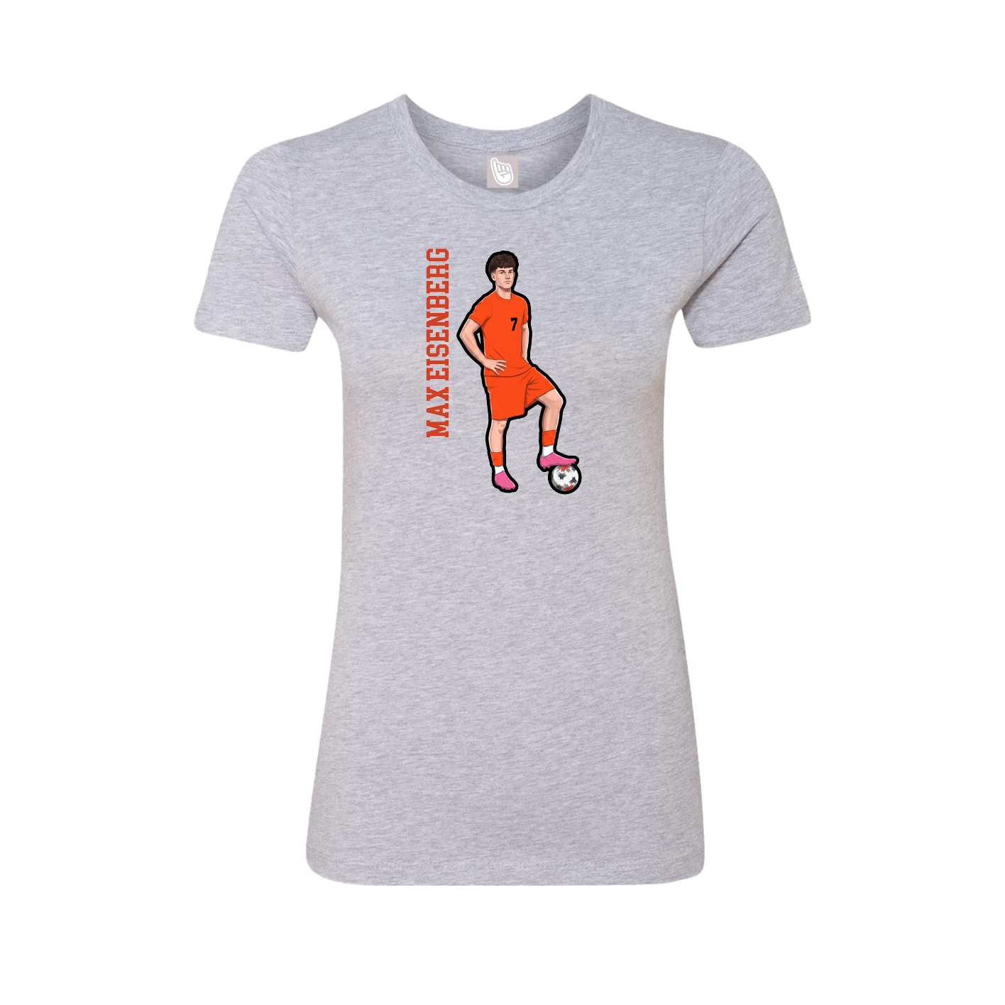 Fitted Women's Tee — Name Vertical in Grey