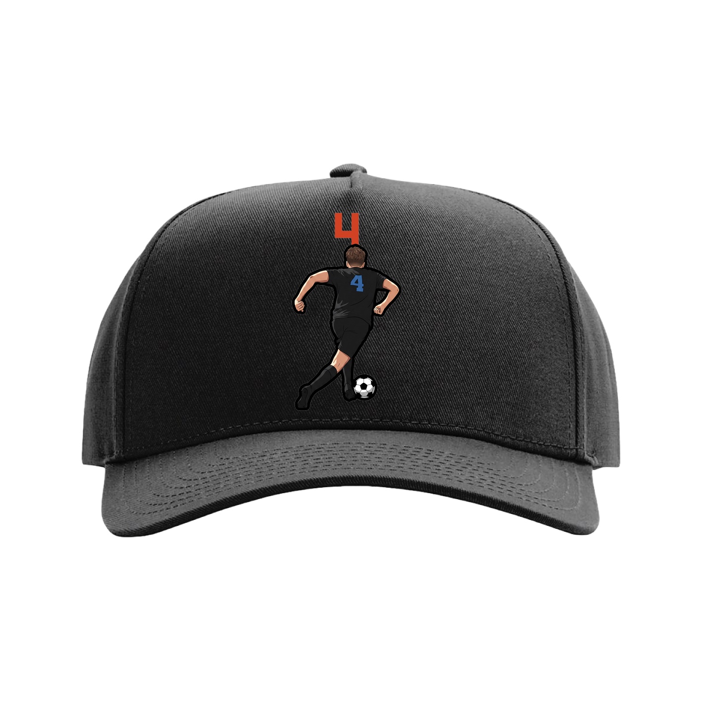 Full Fabric Five-Panel Champ Cap — Number Top in Black