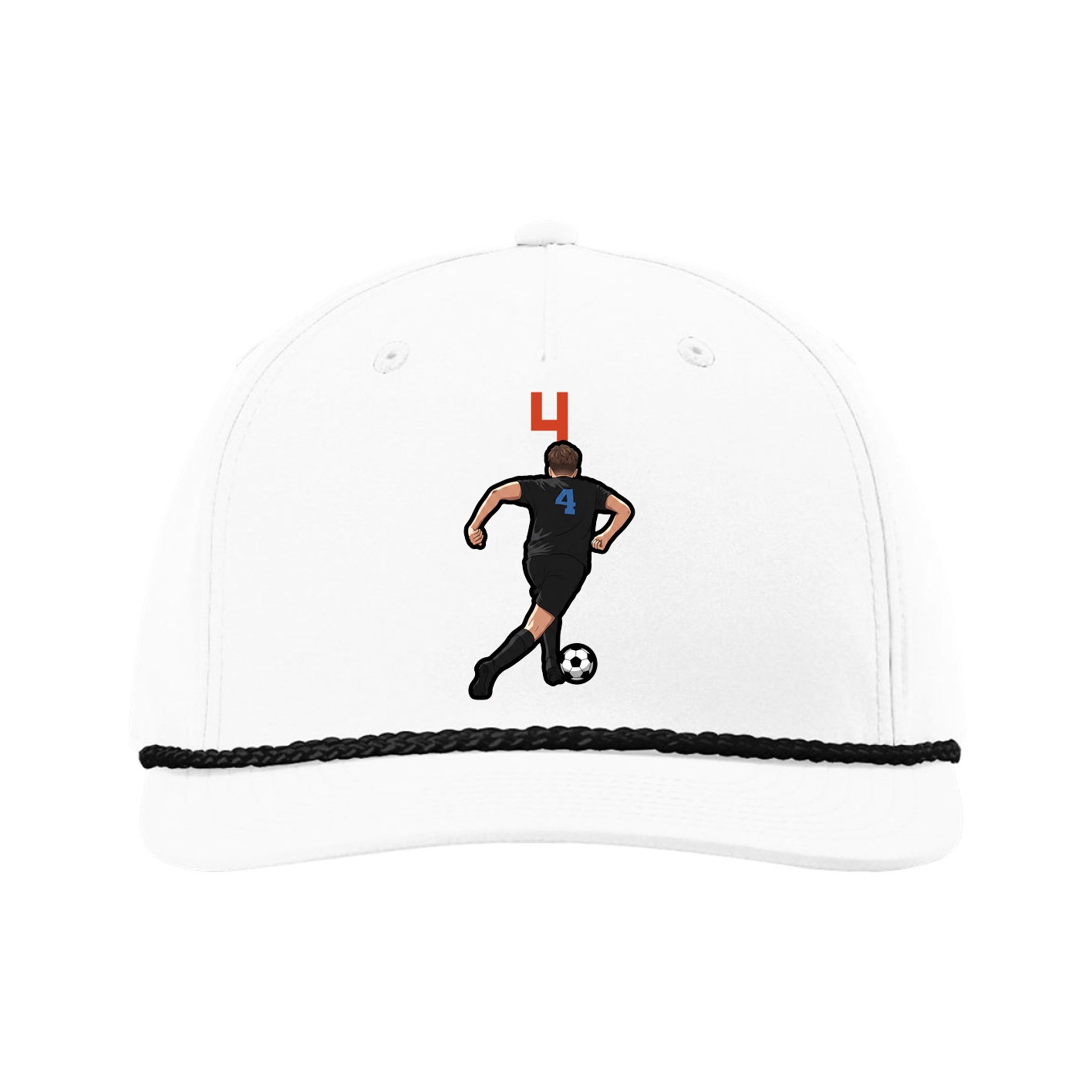 Five-Panel Classic Rope Cap — Number Top in White