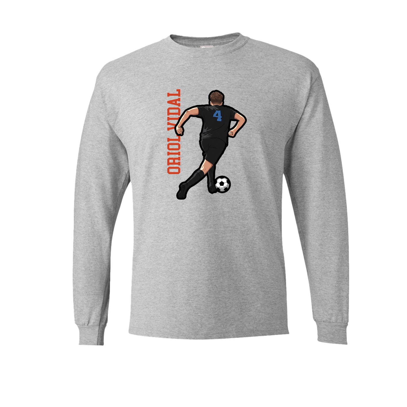 Long Sleeve Tee — Name Vertical in Grey