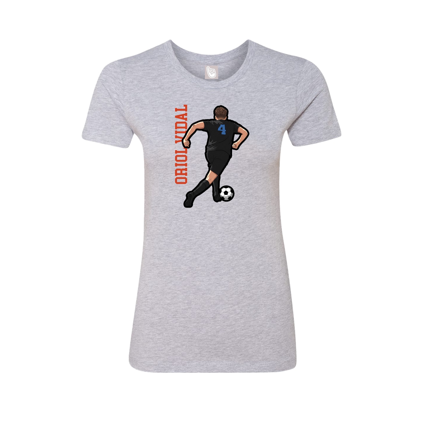 Fitted Women's Tee — Name Vertical in Grey