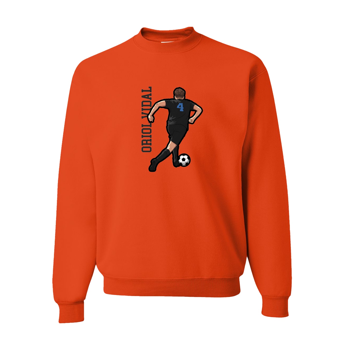 Fleece Crew — Name Vertical in Orange