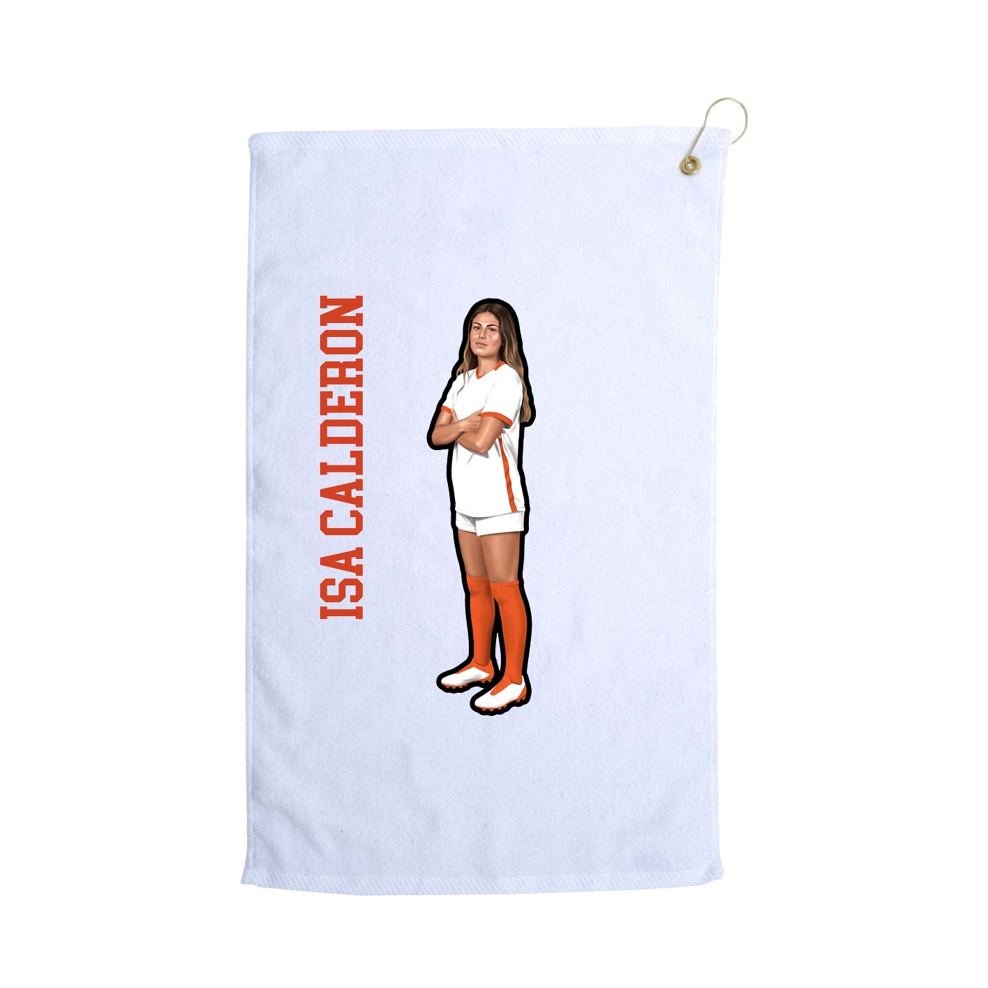 Golf Towel — Name Vertical in White