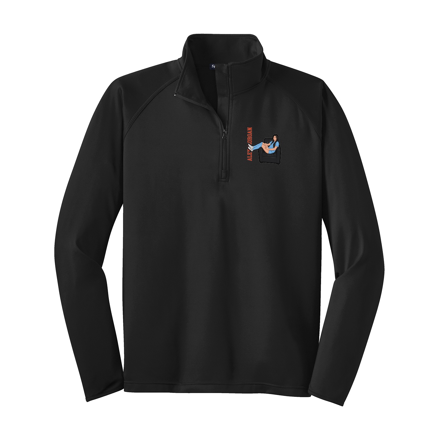 Q-Zip Pullover — Name Vertical in Black