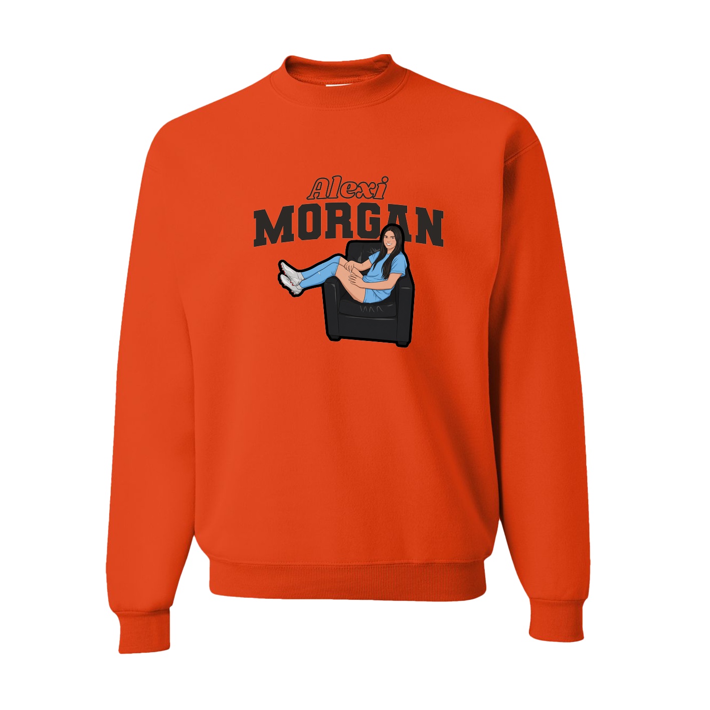 Fleece Crew — Name Arch in Orange