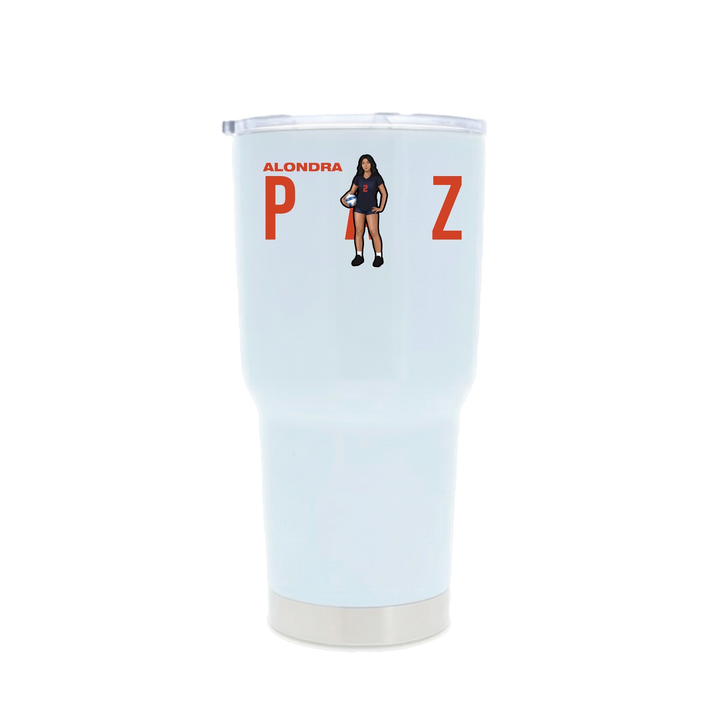 30oz Stainless Steel Tumbler — Player Name in White