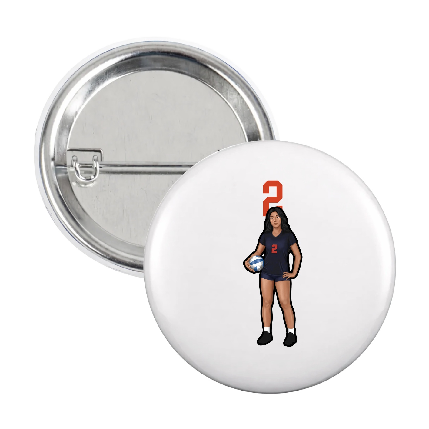 Game Day Button — Number Top in White