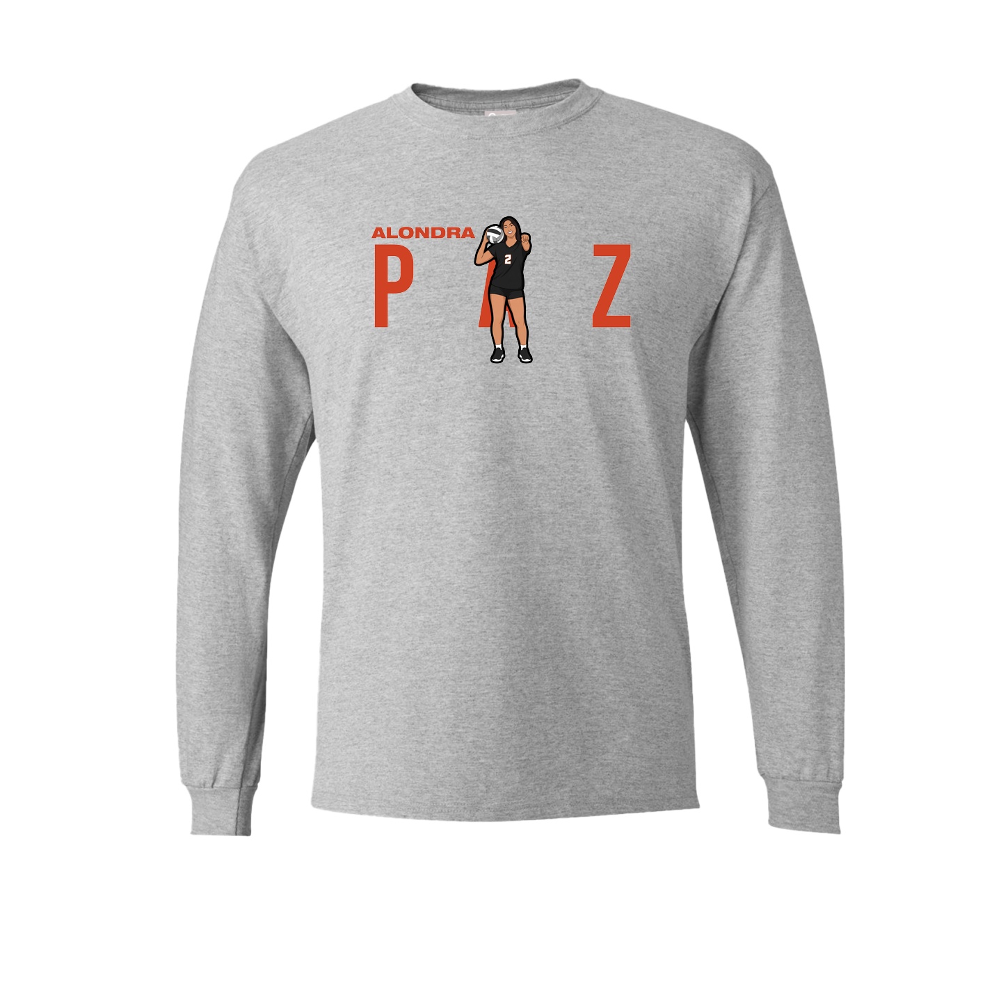 Long Sleeve Tee — Player Name in Grey