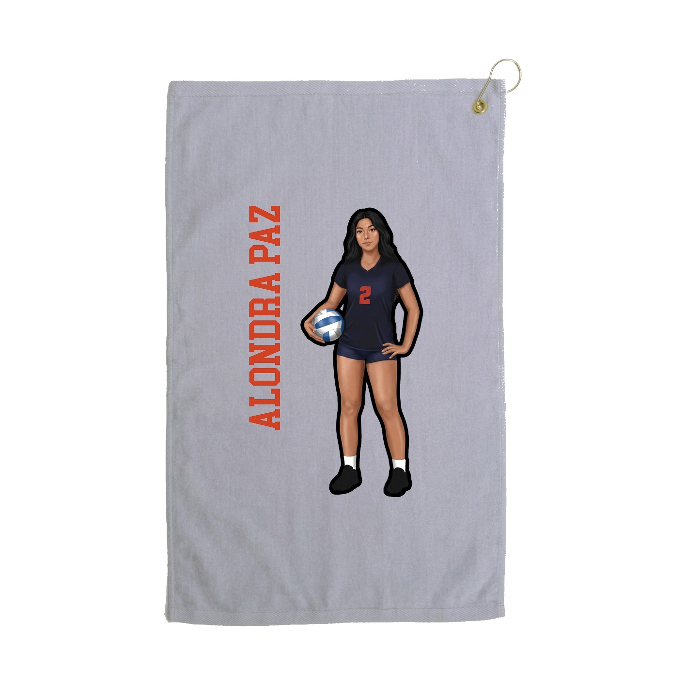 Golf Towel — Name Vertical in Grey