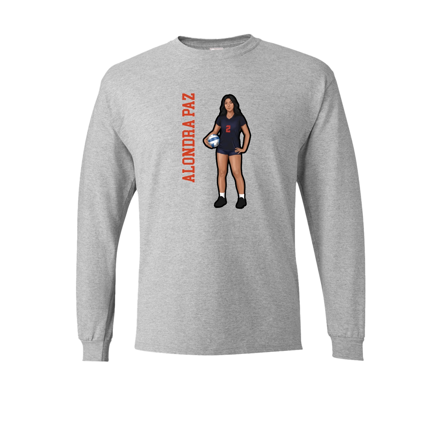 Long Sleeve Tee — Name Vertical in Grey