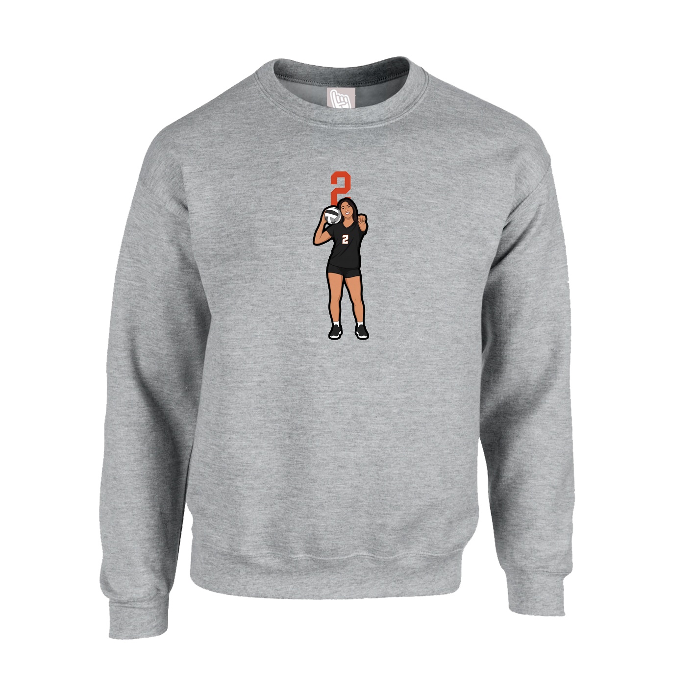 Fleece Crew — Number Top in Grey