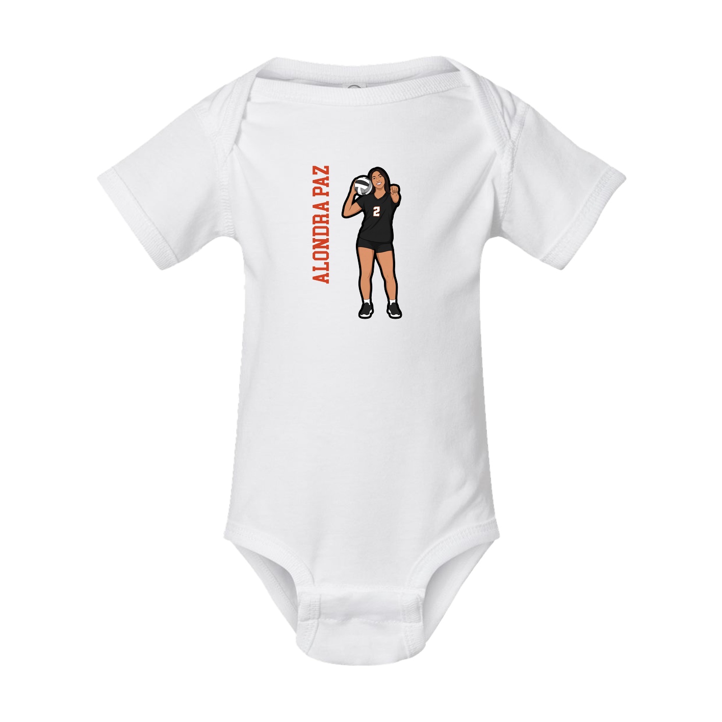 Baby Onesie — Name Vertical in White
