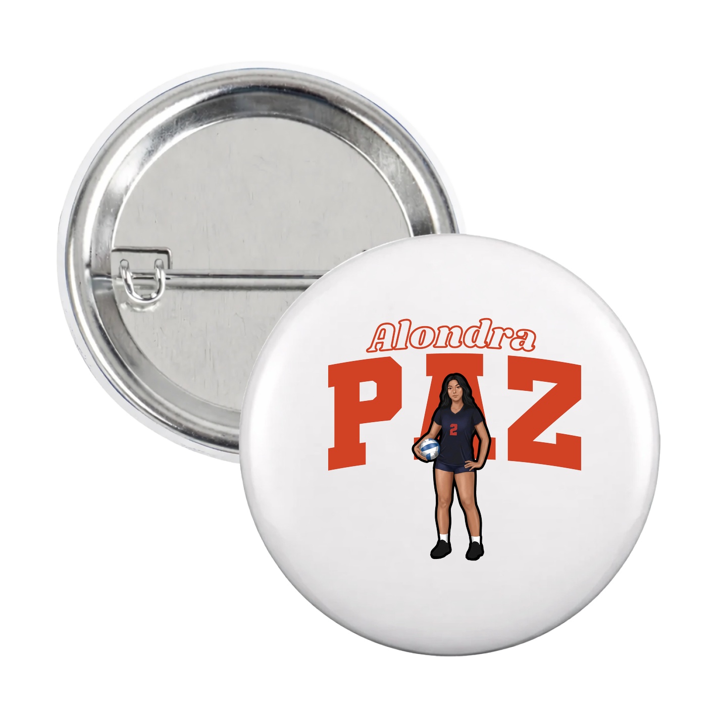 Game Day Button — Name Arch in White