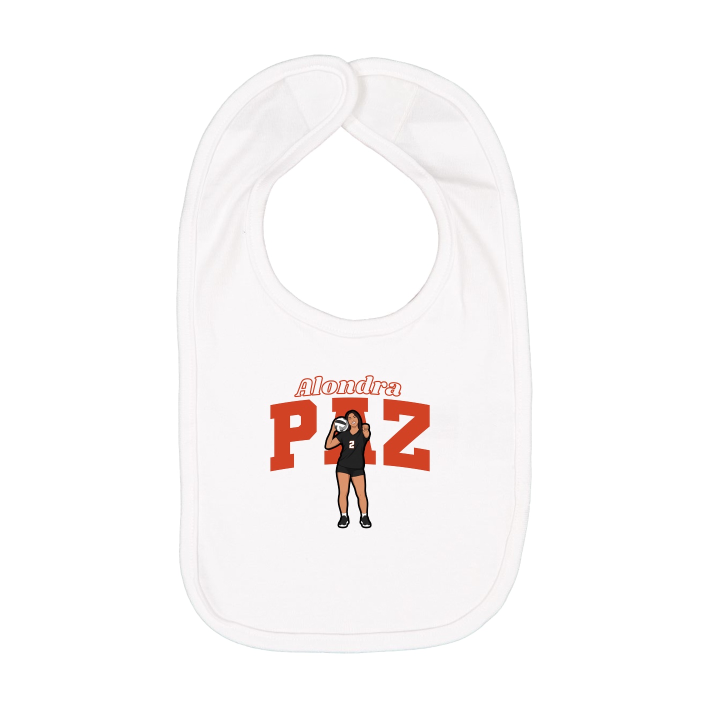 Infant Bib — Name Arch in White