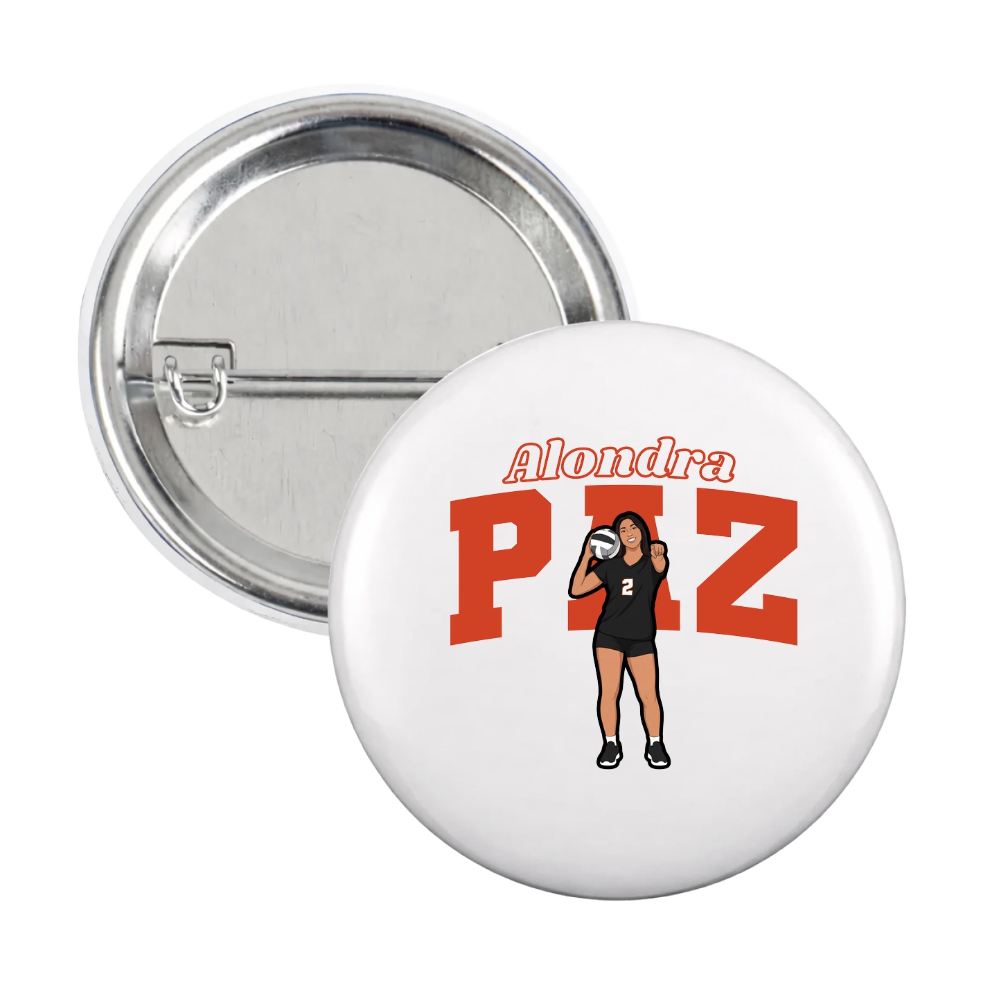 Game Day Button — Name Arch in White