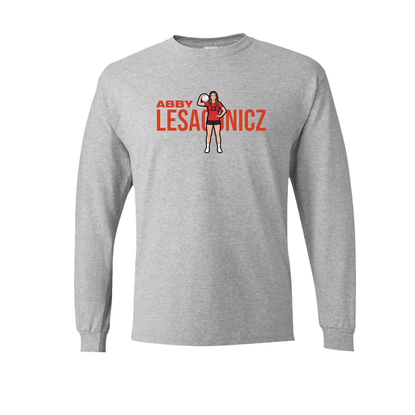 Long Sleeve Tee — Player Name in Grey