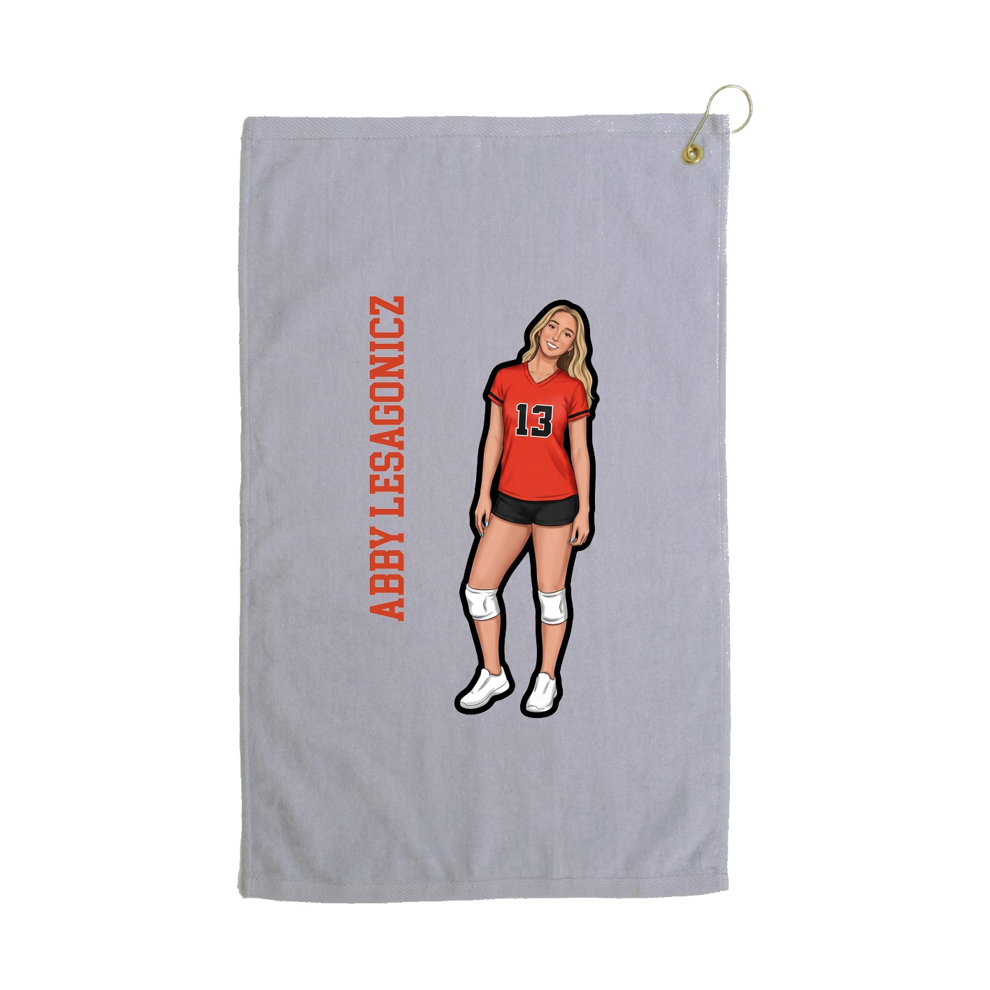 Golf Towel — Name Vertical in Grey