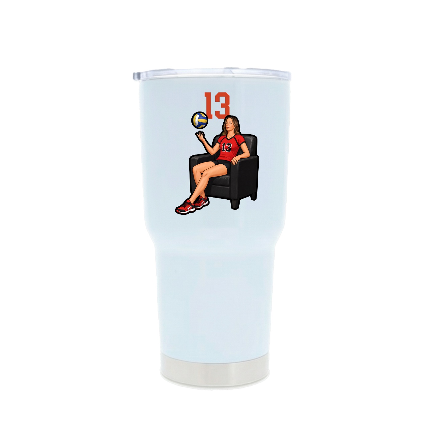 30oz Stainless Steel Tumbler — Number Top in White