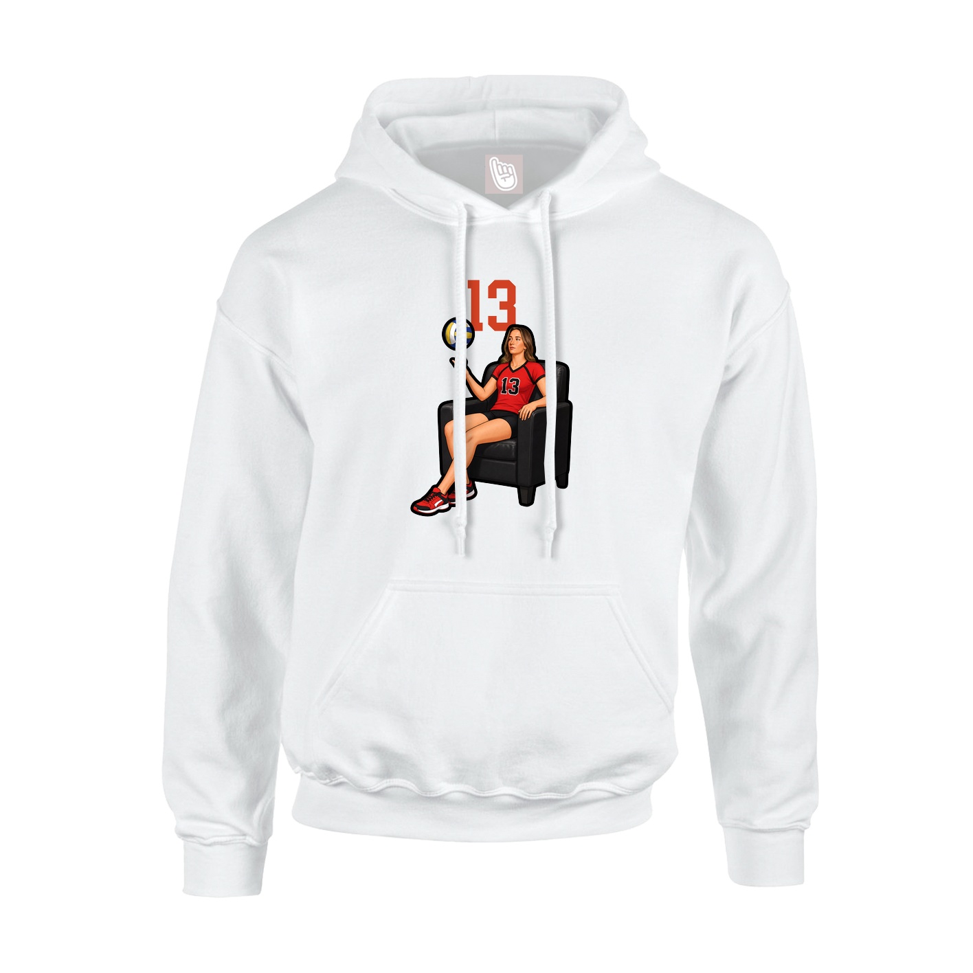 Youth Hoodie — Number Top in White