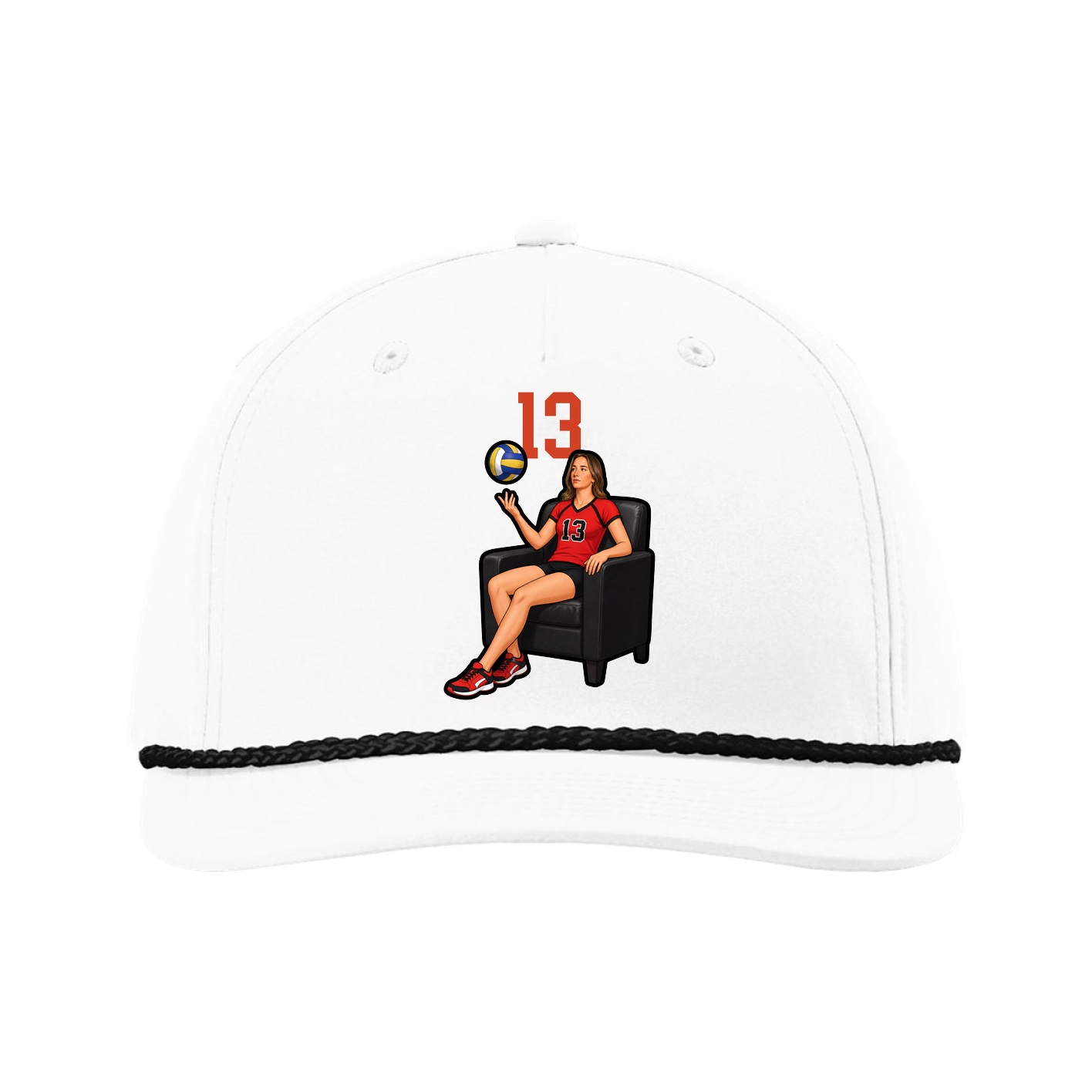 Five-Panel Classic Rope Cap — Number Top in White