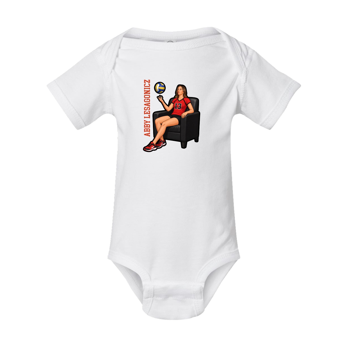 Baby Onesie — Name Vertical in White