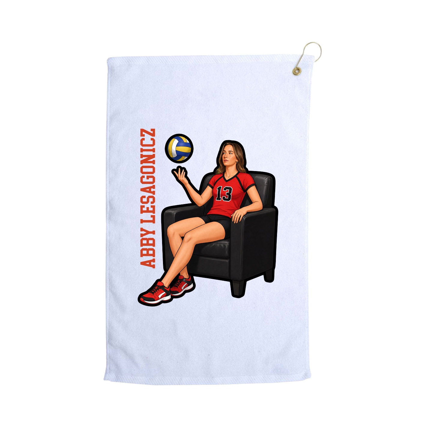 Golf Towel — Name Vertical in White