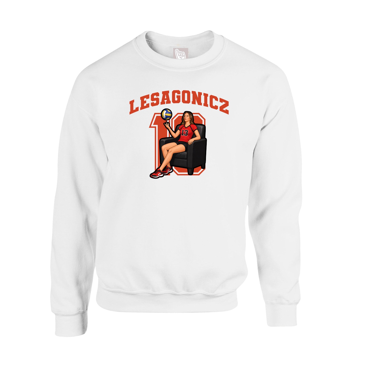 Fleece Crew — Number in White