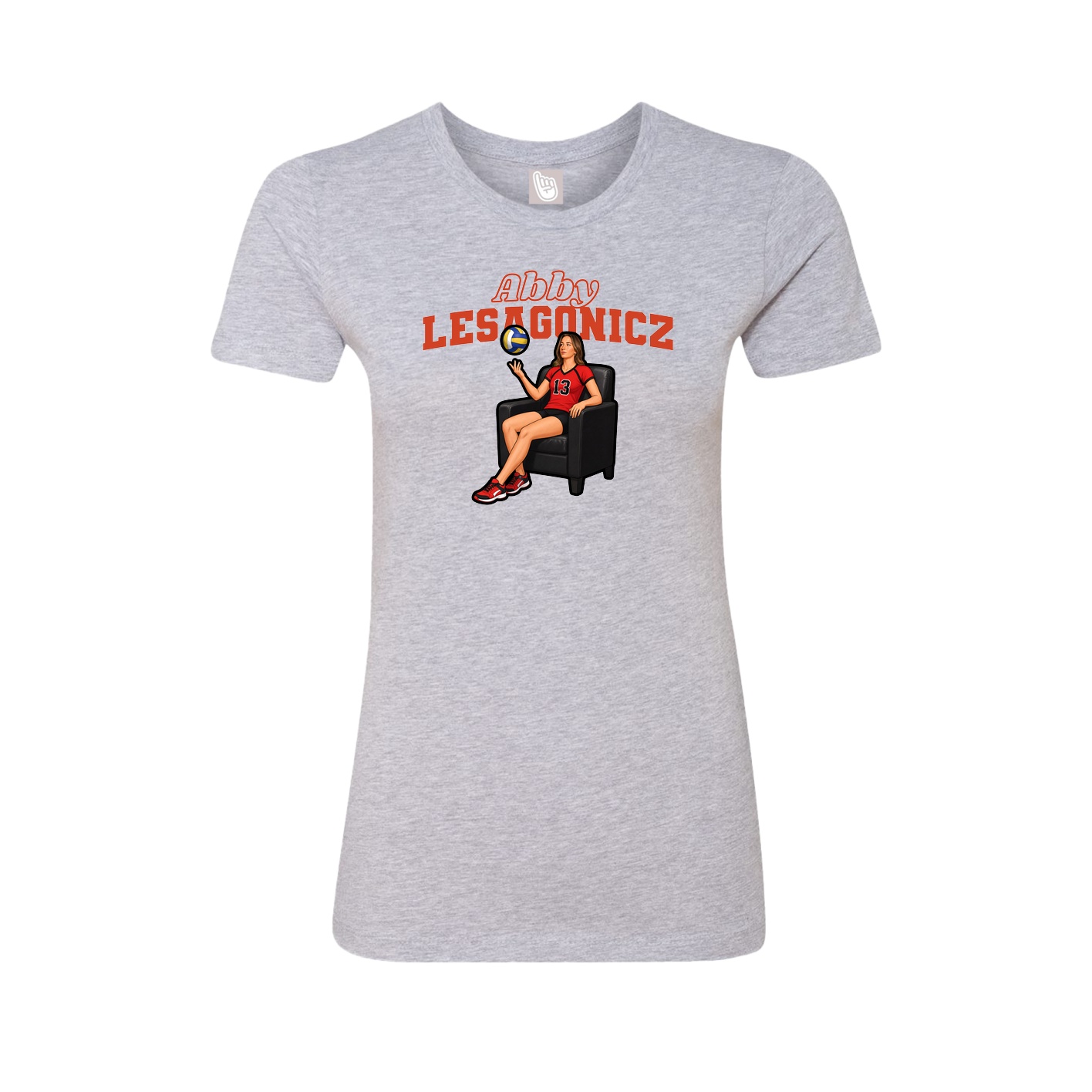 Fitted Women's Tee — Name Arch in Grey